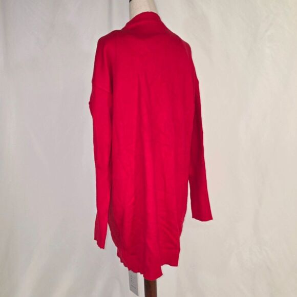 True Red Soft Open Cardigan with Pockets & Fitted Sleeves, Size Large - Picture 7 of 8